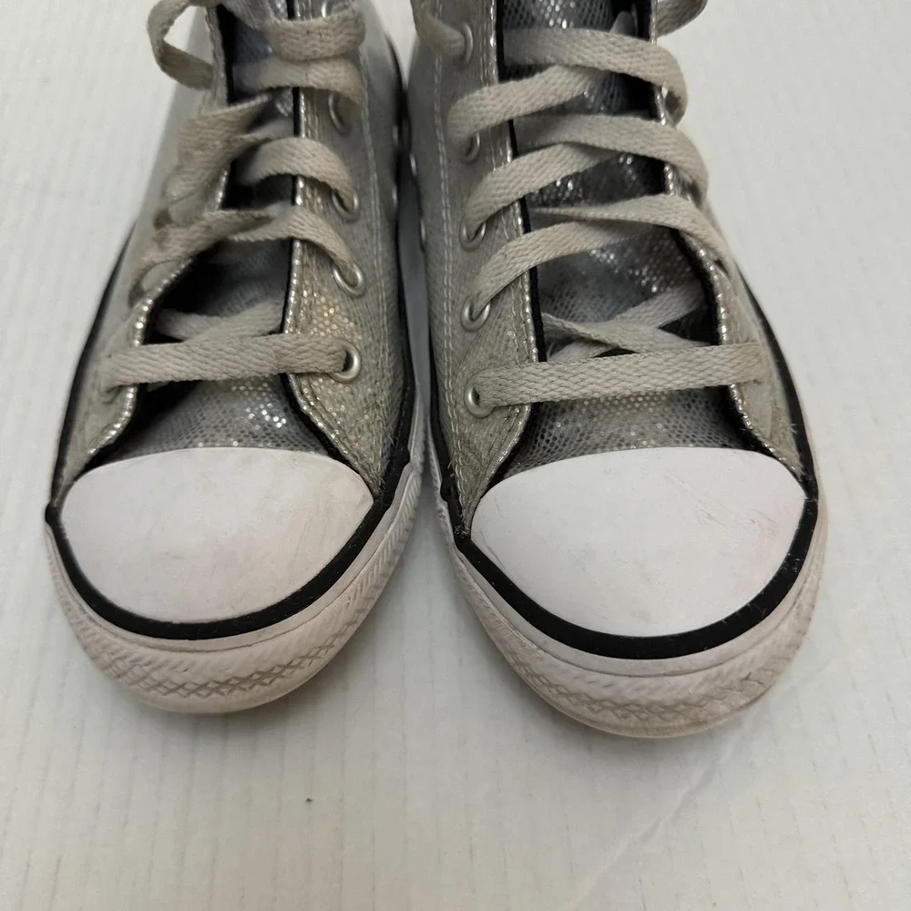Converse Chuck Taylor All Star Shoes Kids Sz 3 Silver Sparkle High Top Sneakers